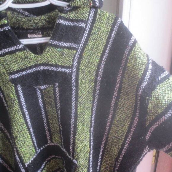 Hippie Baja Surfer Mexican Unisex Pullover Poncho Hoodie - Size L/XL - Picture 3 of 10